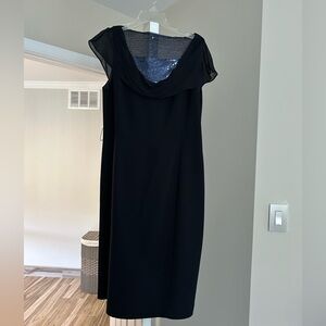 Elegant Black Dress with Sheer Cap Sleeves